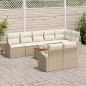 vidaXL Set Divano da Giardino 9 Pezzi con Cuscini Beige in Polyrattan e Acacia