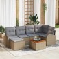 vidaXL Set di divani da giardino 7 pezzi con cuscini beige in rattan sintetico e tavolino in acacia