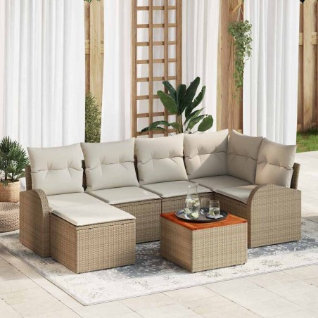 vidaXL Set di divani da giardino 7 pezzi con cuscini beige