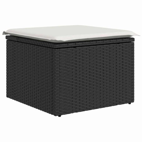 vidaXL Set di Divani da Giardino , 8 Pezzi, con Cuscini Neri, Rattan in Polietilene e Acacia