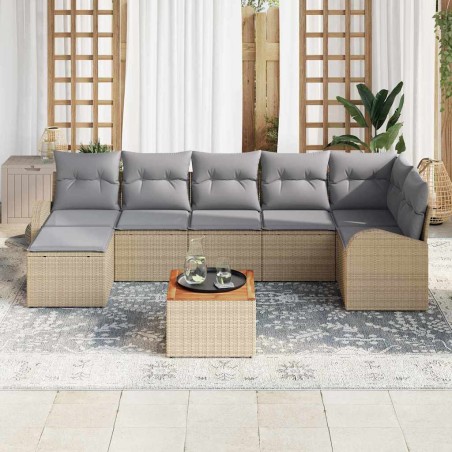 vidaXL Set divano da giardino con cuscini beige in polyrattan, 8 pezzi