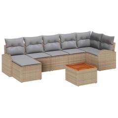 vidaXL Set divano da giardino con cuscini beige in polyrattan, 8 pezzi