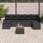 vidaXL Set Divano da Giardino 8 Pezzi con Cuscini Neri in Poly Rattan e Acacia.