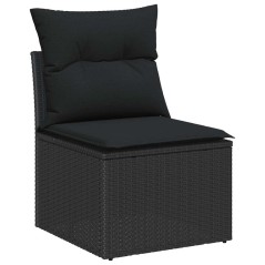 vidaXL Set Divano da Giardino 8 Pezzi con Cuscini Neri in Poly Rattan e Acacia.