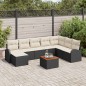 vidaXL Set Divano da Giardino 9 Pezzi con Cuscini Neri in Rattan Sintetico e Acacia