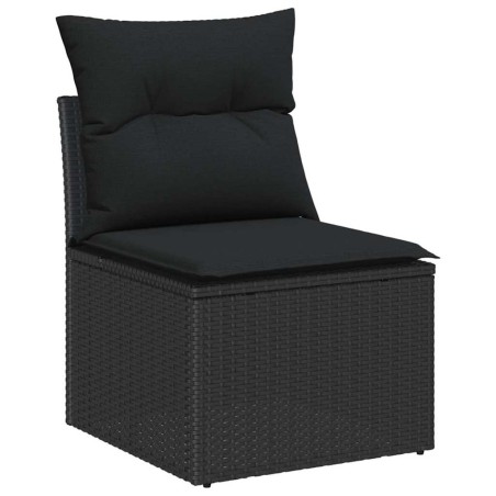 vidaXL Set Divano Giardino 9 Pezzi con Cuscini in Rattan Sintetico Nero e Acacia