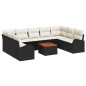 vidaXL Set di Sofà da Giardino in 10 Pezzi con Cuscini in Rattan Sintetico Nero e Acacia
