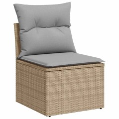 vidaXL Set da giardino in polyrattan di 10 pezzi con cuscini beige e acacia