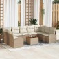 vidaXL Set da Giardino con 10 Pezzi e Cuscini Beige in Rattan Plastico e Acacia