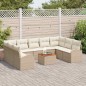 vidaXL Set da Giardino con 10 Pezzi e Cuscini Beige in Rattan Plastico e Acacia