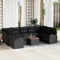 vidaXL Set da Giardino 10 Pezzi con Cuscini in Rattan Polirattan Nero e Acacia