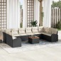 vidaXL Set da giardino di 11 pezzi con cuscini in polyrattan nero e acacia