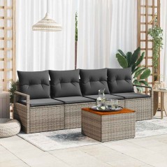 vidaXL Set Divano da Giardino 5 Pezzi con Cuscini Grigio