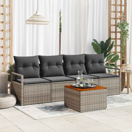 vidaXL Set Divano da Giardino 5 Pezzi con Cuscini Grigio
