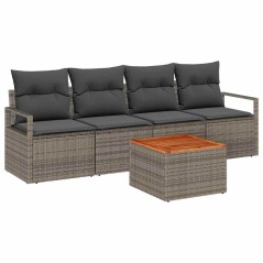 vidaXL Set Divano da Giardino 5 Pezzi con Cuscini Grigio