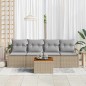 vidaXL Set di divani da giardino 5 pezzi con cuscini in rattan sintetico beige e acacia