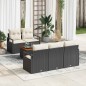 vidaXL Set di divani da giardino a 6 pezzi con cuscini neri in rattan sintetico e acacia