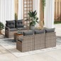 vidaXL Set di Divani da Giardino 6 Pezzi con Cuscini Grigi in Rattan Sintetico e Legno di Acacia vidaXL Set di Divani da Giardino 6 Pezzi con Cuscini Grigi in Rattan Sintetico e Legno di Acacia