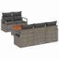 vidaXL Set di Divani da Giardino 6 Pezzi con Cuscini Grigi in Rattan Sintetico e Legno di Acacia vidaXL Set di Divani da Giardino 6 Pezzi con Cuscini Grigi in Rattan Sintetico e Legno di Acacia