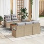 vidaXL Set di divani da giardino 6 pezzi con cuscini beige e in rattan polyacrylico