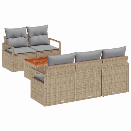 vidaXL Set di divani da giardino 6 pezzi con cuscini beige e in rattan polyacrylico