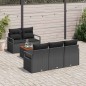 vidaXL Set Divano da Giardino in 6 Pezzi con Cuscini in Rattan Nero vidaXL Set Divano da Giardino in 6 Pezzi con Cuscini in Rattan Nero