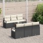vidaXL Set di Divani da Giardino da 7 Pezzi con Cuscini in Vimini Nero e Acacia