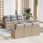 vidaXL Set di Sofà da Giardino a 7 Pezzi con Cuscini in Rattan Sintetico Beige e Acacia