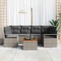 vidaXL Set da Giardino 7 Pezzi con Cuscini Grigi in Rattan Sintetico e Legno di Acacia