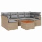 vidaXL Set di divani da giardino da 7 pezzi con cuscini beige in polirattan e acacia