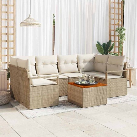 vidaXL Set da Giardino in 7 Pezzi con Cuscini Beige