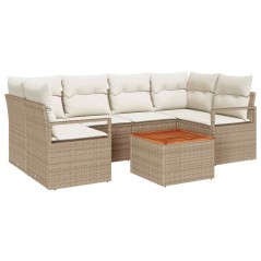 vidaXL Set da Giardino in 7 Pezzi con Cuscini Beige