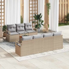 vidaXL Set da Giardino in 8 Pezzi con Cuscini Beige in Rattan Composito