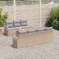 vidaXL Set da Giardino in 8 Pezzi con Cuscini Beige in Rattan Composito