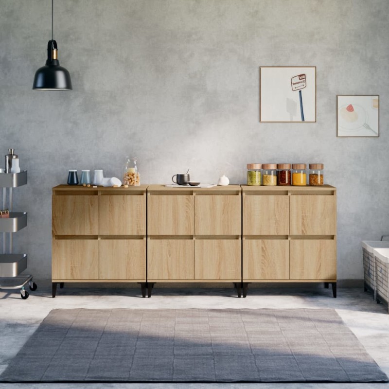Credenze 3pz Rovere Sonoma 60x35x70 cm in Legno Multistrato Credenze 3pz Rovere Sonoma 60x35x70 cm in Legno Multistrato