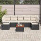 vidaXL Set da giardino 8 pezzi con cuscini in polyrattan nero e acacia