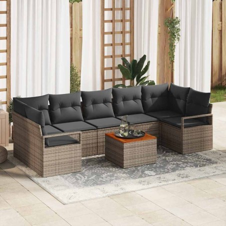 vidaXL Set di divani da giardino con 8 pezzi e cuscini grigi