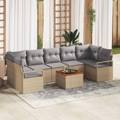 vidaXL Set di divani da giardino 8 pezzi con cuscini beige in rattan sintetico di acacia