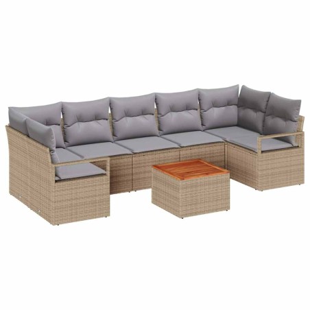 vidaXL Set di divani da giardino 8 pezzi con cuscini beige in rattan sintetico di acacia