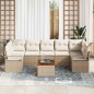 vidaXL Set da giardino in rattan con 8 pezzi e cuscini beige in acacia.