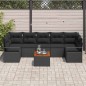 vidaXL Set da Giardino con 8 pezzi e cuscini neri in rattan polyrattan e acacia