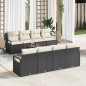 vidaXL Set Divano da Giardino 9 Pezzi con Cuscini Neri in Rattan e Policarbonato