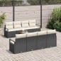 vidaXL Set Divano da Giardino 9 Pezzi con Cuscini Neri in Rattan e Policarbonato