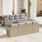 vidaXL Set di divani da giardino 9 pezzi con cuscini beige in rattan sintetico e legno di acacia