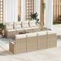 vidaXL Set di divani da giardino 9 pezzi con cuscini beige in rattan poly e acacia vidaXL Set di divani da giardino 9 pezzi con cuscini beige in rattan poly e acacia