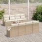 vidaXL Set di divani da giardino 9 pezzi con cuscini beige in rattan poly e acacia vidaXL Set di divani da giardino 9 pezzi con cuscini beige in rattan poly e acacia