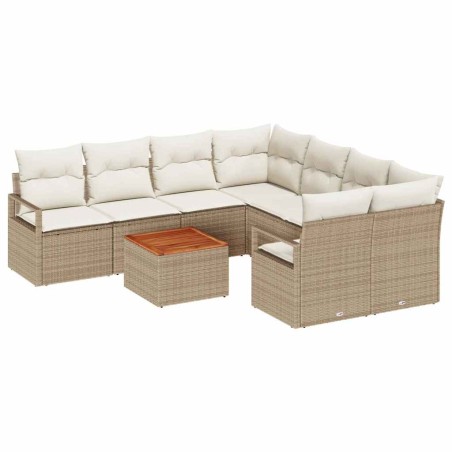 vidaXL Set Giardino 9 Pezzi con Cuscini Beige in Rattan Sintetico