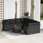 vidaXL Set di Divani da Giardino in 9 pezzi con cuscini neri in rattan e acacia