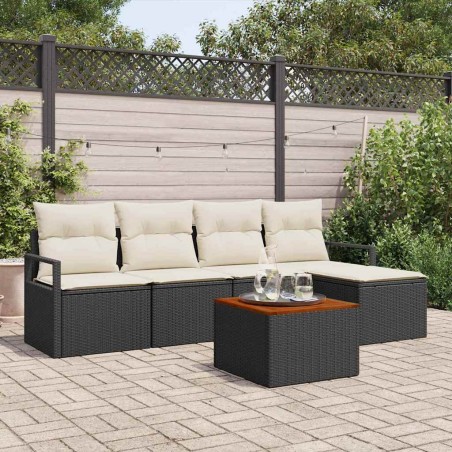 vidaXL Set di divani da giardino in 6 pezzi con cuscini in rattan nero e legno di acacia