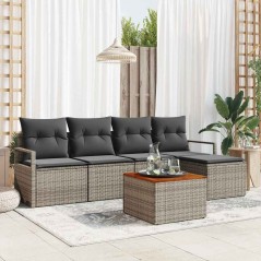 vidaXL Set di 6 pezzi di divano da giardino con cuscini grigi in rattan sintetico